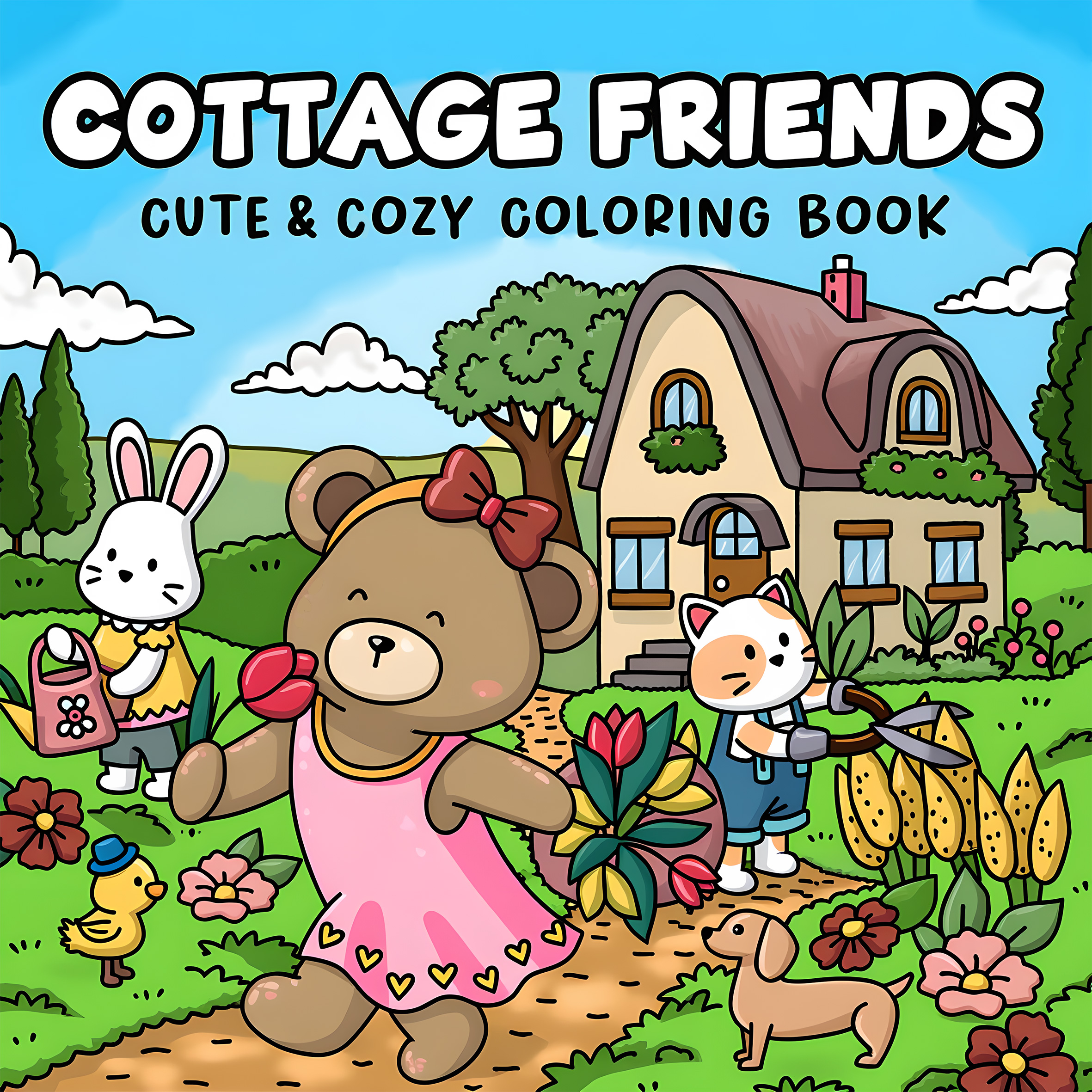 Photography Of Book - COTTAGE FRIENDS Bold-easy Patterns Coloring Book