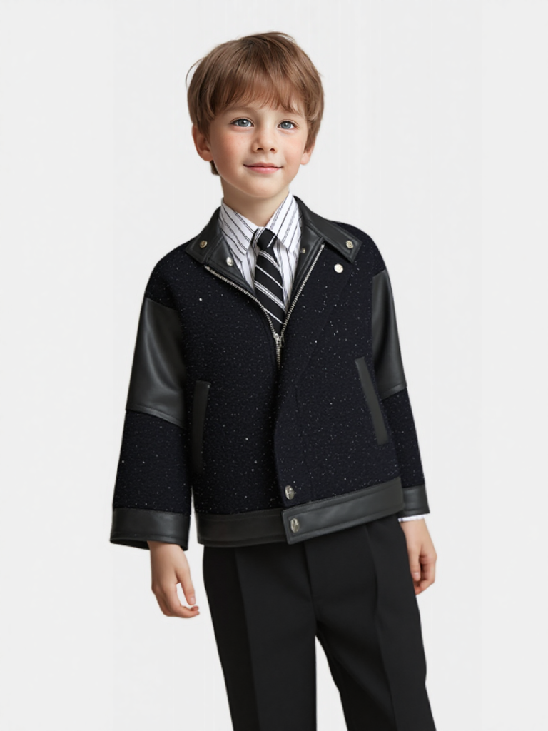 Photography Street - Gentleman Kids Shiny Motorcycle Pu Leather
