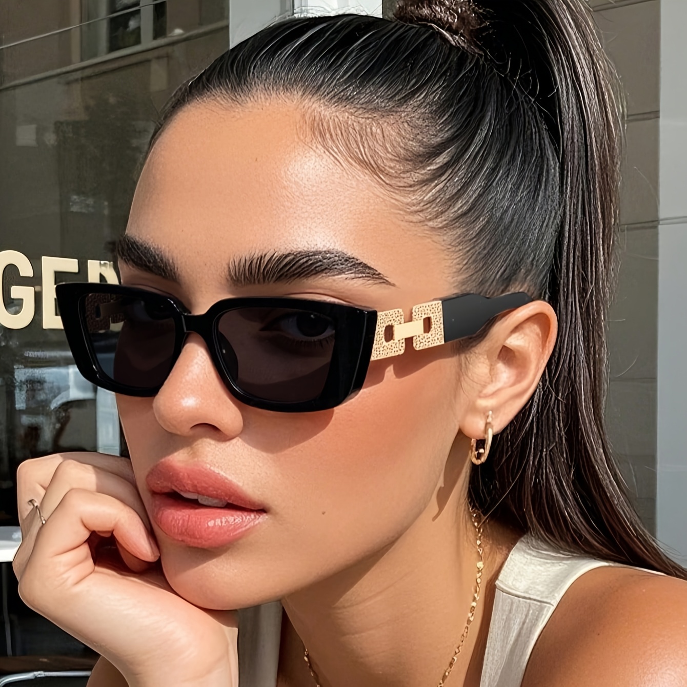 Photography Outfits - [Women's Square Frame Glasses] 1pc Women's