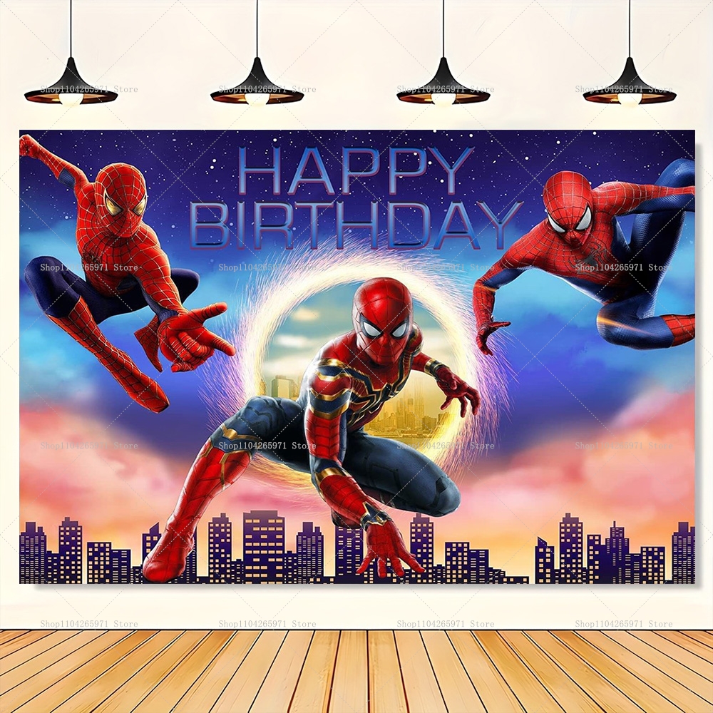 Photography Architecture - Spiderman Superhero Backdrop Banner City Skyline