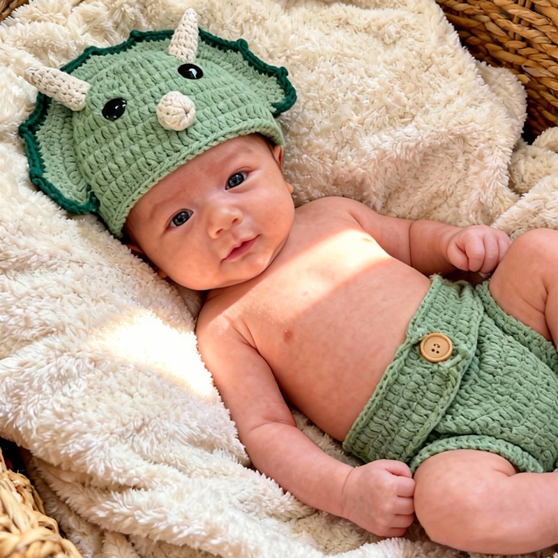 2pcs Crochet Dinosaur Newborn  - Photography Outfits ulasan dan harga