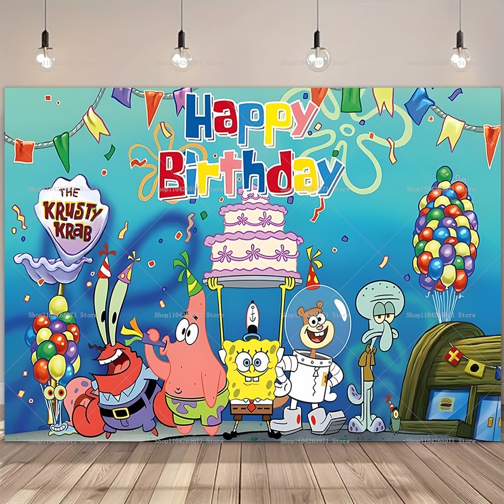 SpongeBob Party Backdrop Banne - Photography Architecture ulasan dan harga