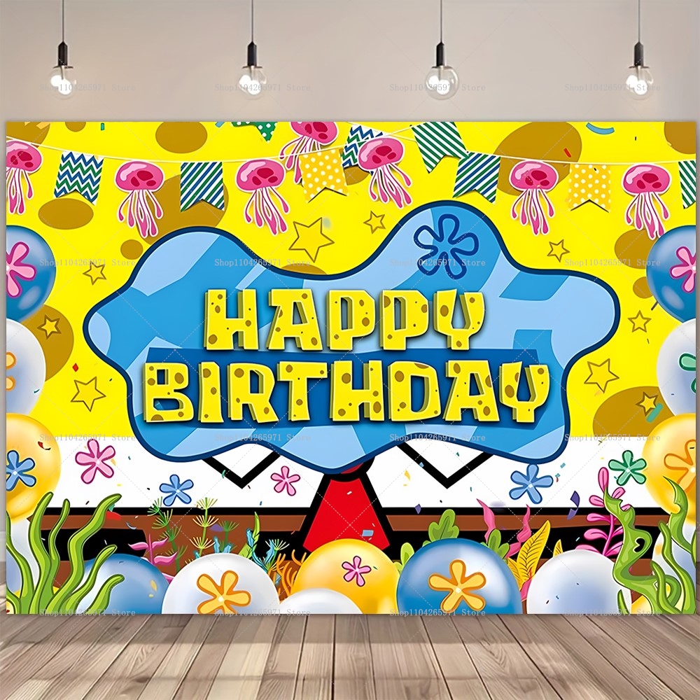 SpongeBob Party Backdrop Banne - Photography Architecture ulasan dan harga