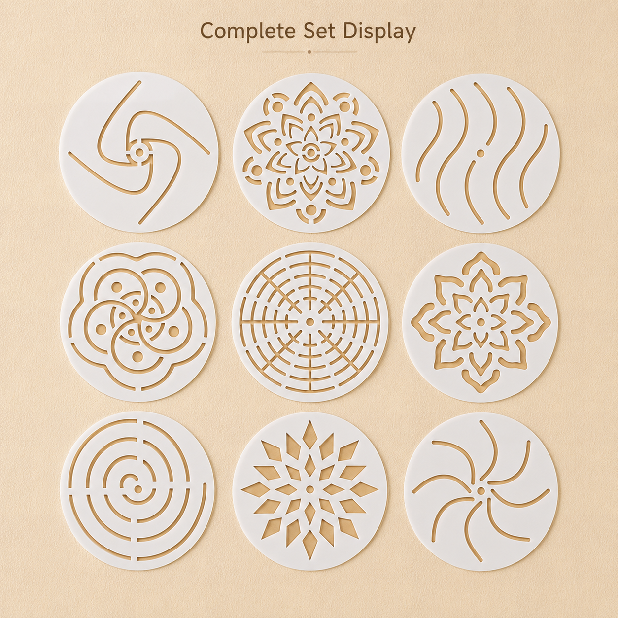 9Pcs 5.5in Round Mandala Stenc - Photography Model ulasan dan harga