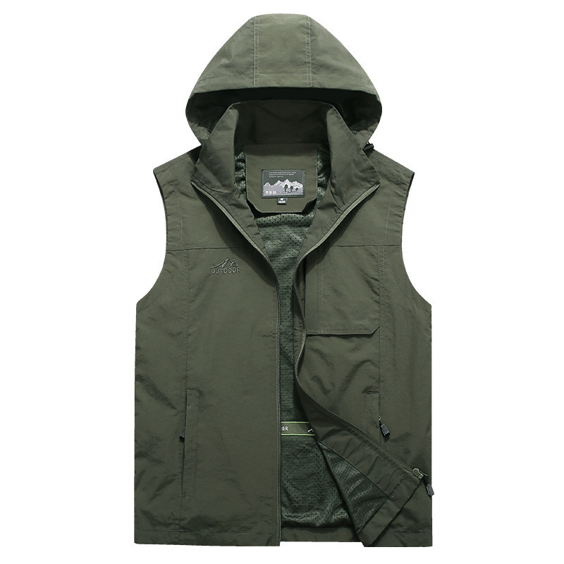 Men Outdoor Hooded Detachable  - Photography Vest ulasan dan harga