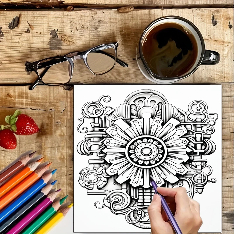 Coloring Book Steampunk Flower - Photography Of Book ulasan dan harga