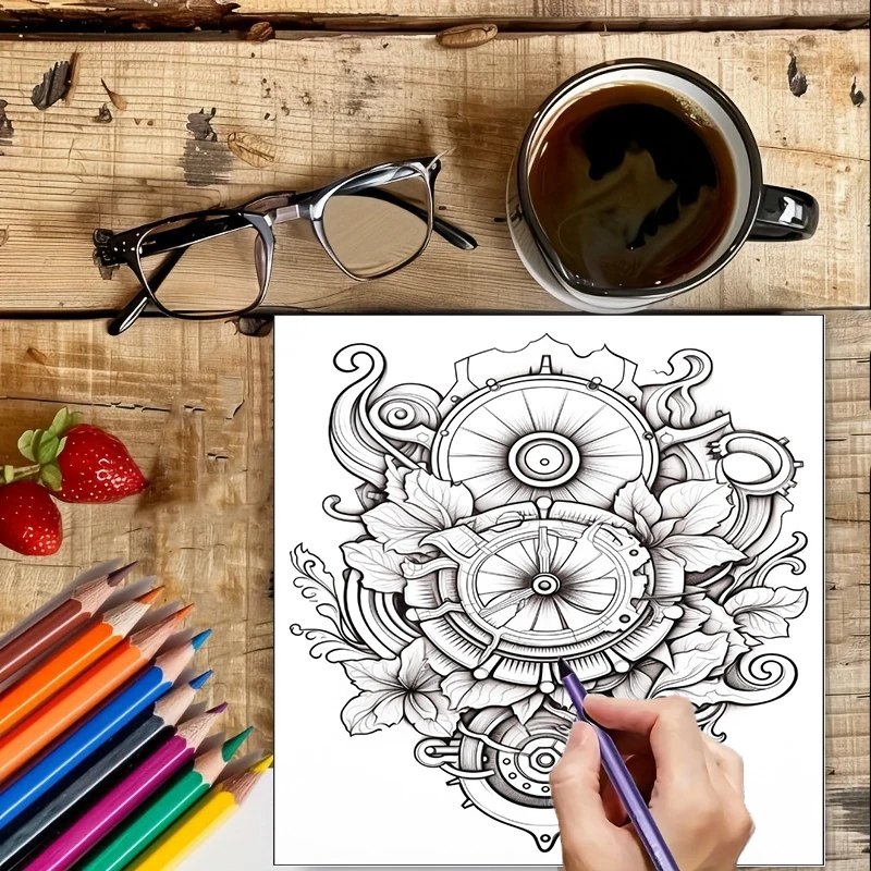 Coloring Book Steampunk Flower - Photography Of Book ulasan dan harga