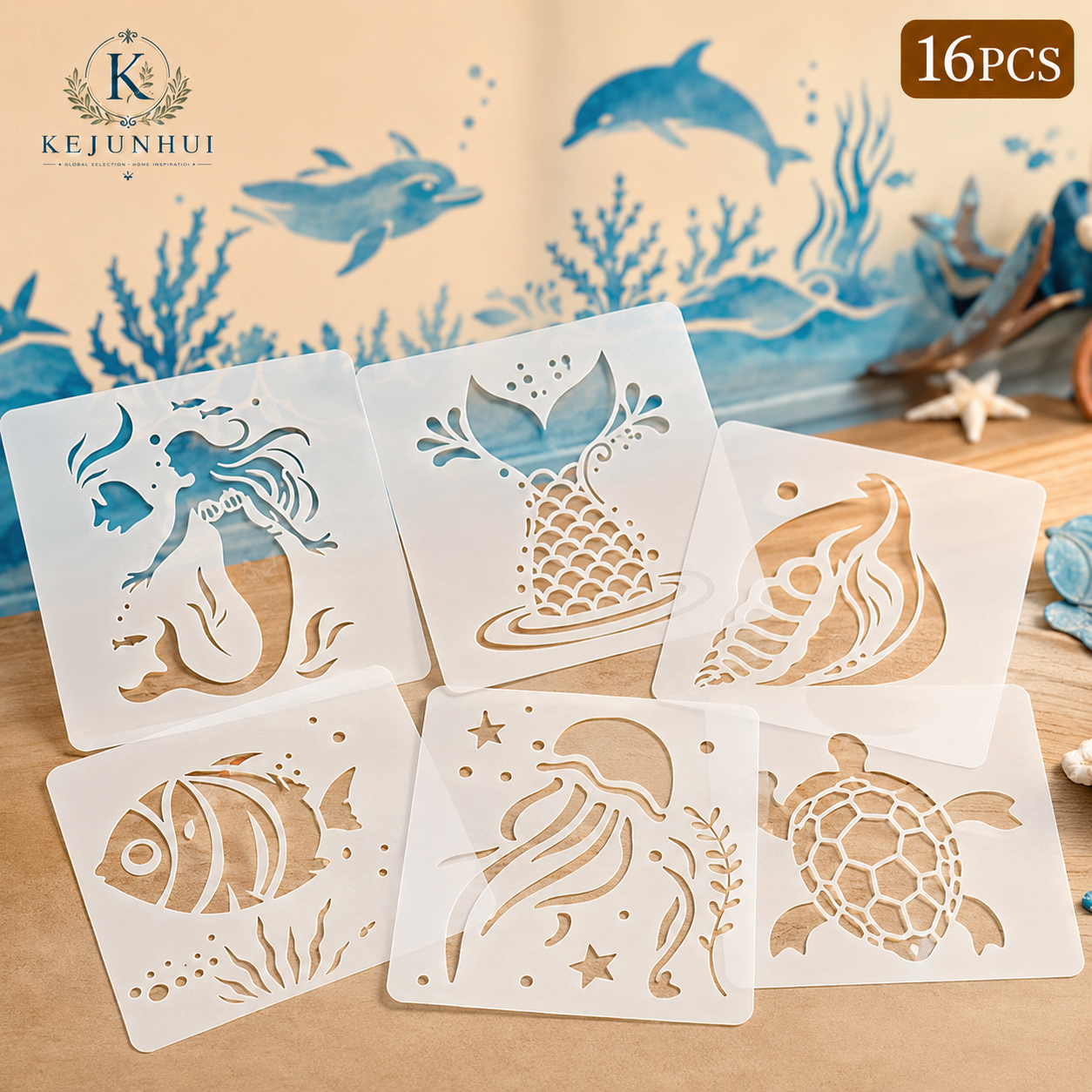 16Pcs 3.9x3.9in Ocean Animal S - Photography Model ulasan dan harga