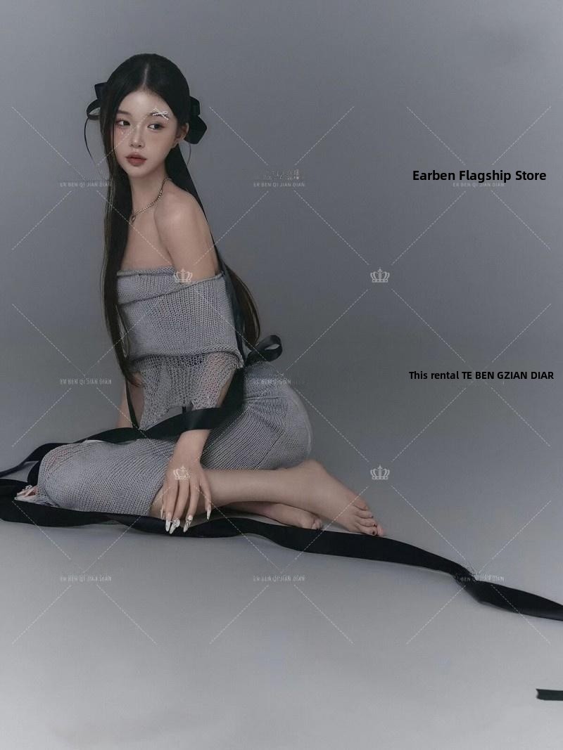 Gray Knitted Portrait Photogra - Photography Outfits ulasan dan harga